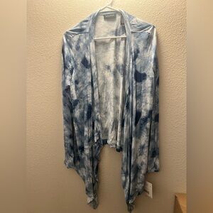 NWT Axcess Light Blue Tie Dye Open Cardigan Size L